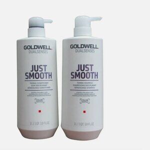 Goldwell Dualsenses Just Smooth Taming Shampoo & Conditioner Liter Set – 33.8 oz